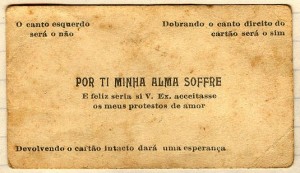 Cartão da paquera é encontrado em livro antigo no Rio Grande do Sul Cartão antigo da paquera