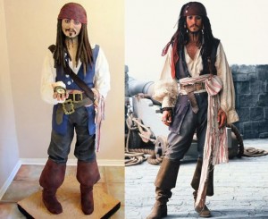 Confeiteira amadora faz bolo no formato de personagem pirata de Johnny Depp Bolo no formato de personagem pirata de Johnny Depp