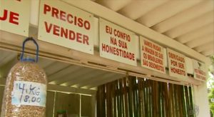 Barraca sem vendedor comercializa produtos à base da confiança em MG